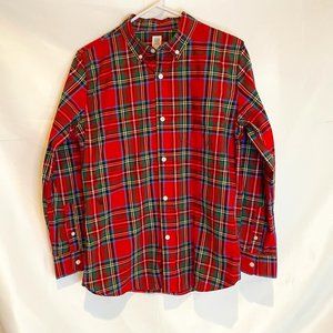 GAP Kids Size XXL 14 Tartan Plaid Red Button Down Dress Shirt Collar NWT